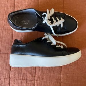 Clarks black platform sneakers